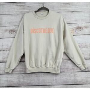 Clare V Discotheque Crewneck Sweatshirt Womens XS Oversized Cream Tan